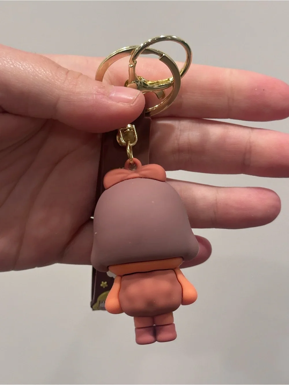 Crybaby Brown Kawaii Crying Girl PVC Keychain Wristlet Bag Charm Gold Tone Y2K